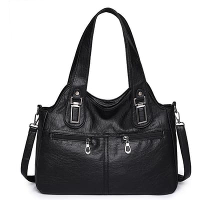 Nieuwe Mode Europese en Amerikaanse Retro Draagtas Casual Schoudertas Crossbodytas Grote Capaciteit Effen Kleur Pendeltas black