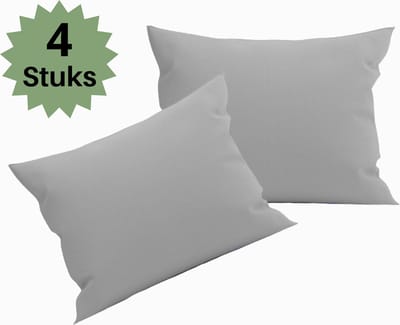 Droomtextiel Hotelkwaliteit Kussenslopen - Grijs - Set van 4 Stuks 60x70cm - 100% Hoogwaardige Katoen
