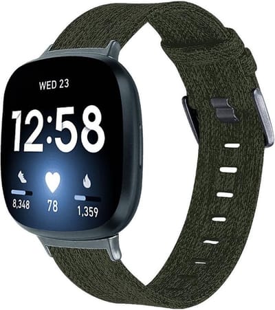 DrPhone FVS2 Geweven Nylon band – Canvas Smartwatch Armband Geschikt voor Fitbit Versa 3 / Fitbit Sense - Groen