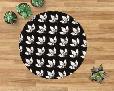 Coloray Vloerbeschermer - Elegante lelies Stoel Mat - 100x100 cm - Zwart-wit Vloerbeschermer Harde Vloer - Motif Vloerbeschermer - PVC Vloerbeschermer - Ronde Mat - Abstracties Thema