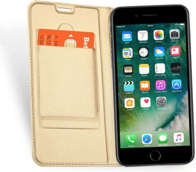 Hoesje geschikt voor Apple iPhone 7 - Kunstlederen Wallet Hoesje Goud - 360 Graden Beschermend Telefoonhoesje