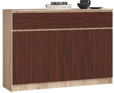 Ladekast K140 met 3 Lades en 3 Deuren / AKORD Furniture Factory / Sonoma Eik - Venge / 138 x 99 x 40 cm