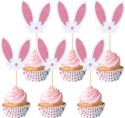 24 Pcs Cupcake Toppers for Easter, Birthday Party, Easter (White C) - ShopVlot