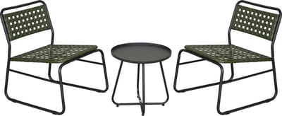 Bistroset Brienza tuintafel met 2 tuinstoelen zwart en groen casa.pro