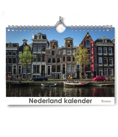 Huurdies - Nederland Kalender - A4 - verjaardagskalender - 29.7x21cm - 300G glimmend papier - Dubbelzijdig - Spiraalgebonden - ophanghaakje