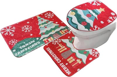 Toiletbril Set - WC Deksel Cover - Badkamer Decoratie - Antislip Absorberend - 50L x 25W cm - Rood