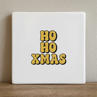 15x15 cm Keramische Tegel met 'Ho Ho Xmas' Retro Ontwerp – Perfect voor Kerst Woondecoratie