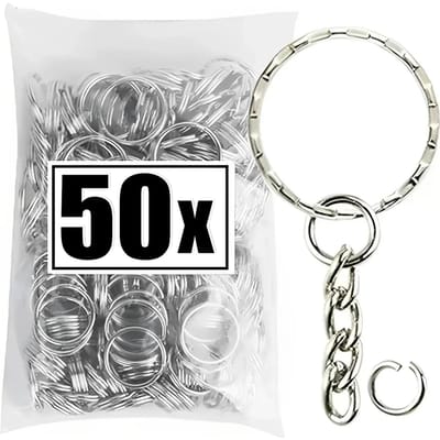 50/500 stuks Metalen Blanco Sleutelhanger Sleutelhanger Splitringen Sleutelhanger Sleutelringen Karabijnhaak Sleutelhanger Sleutelhanger Ringen van roestvrij staal gray
