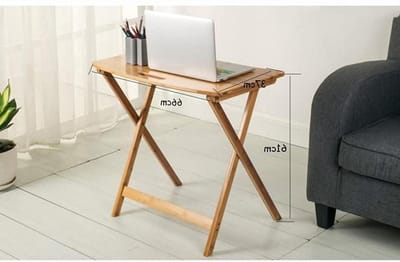 Opvouwbaar computerbureau - Laptophouder nachtkastje - Thuiswerken en studeren - Antislip leertafel - 66*37*61cm - Houtkleur