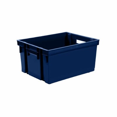 EDA Opbergkrat stapelbaar - kunststof - 10 Liter - L32 x B26 x H18 cm - blauw - opbergbak - opbergen