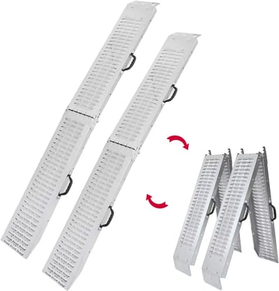 Froadp Verpakking met 2 opvouwbare laadbruggen, laadbruggen, gegalvaniseerde antislip laadbruggen, 180 x 22,5 cm met handgreep voor motortrailers, grasmaaiers, zitmaaiers, max. 400 kg