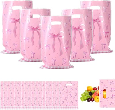 Verpakking van 100 Feestelijke Cadeautasjes Roze voor Kerstmis Bruiloften en Verjaardagen - Schattige Snoepzakjes Gezellige Traktatiezakjes voor Suikergoed en Goodies - Herbruikbare Goodie Bags voor Alle Feesten