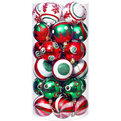 30 STKS Kerstballen Ornamenten 2,4 Inch Plastic Meerkleurig Kerstboom Hangende Ballen voor Vakantie red