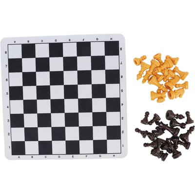 Pièces d'échecs avec Roi de 1,89 pouce Pièces d'échecs en plastique avec plateau d'échecs pour adultes Enfants Fournitures de fête Marron et Jaune white