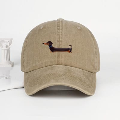 Duitse Dashond Print Gewassen Baseballpet Schattige Retro Hondenthema Stijl Perfect Voor Buitenwandelingen En Huisdierbijeenkomsten Het Ideale Cadeau gray