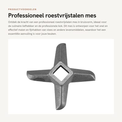 Dailygoods- Roestvrijstalen Mes - Professioneel Kruisvormig Ontwerp - Vijf Soorten Messen - Duurzaam en Roestbestendig - Geschikt voor Vleesmolen - Gemakkelijk te Reinigen - Snijmes
