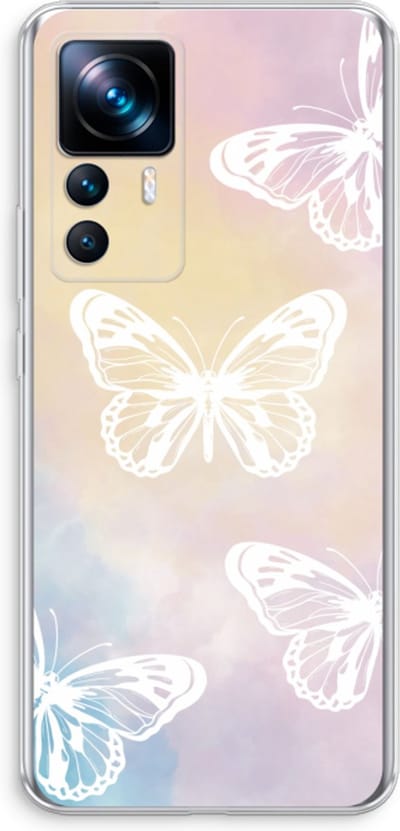 Case Company® - Hoesje geschikt voor Xiaomi 12T hoesje - White butterfly - Soft Cover Telefoonhoesje - Bescherming aan alle Kanten en Schermrand