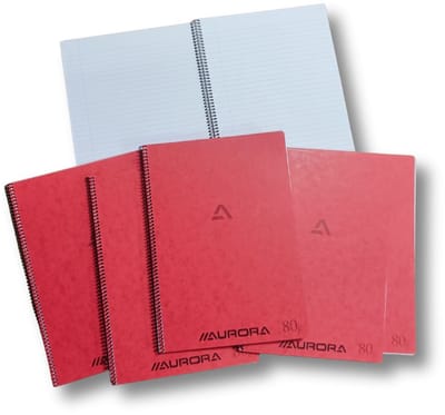 Aurora Spiraal Schrift - Notitieblok - A4 - Gelinieerd - Rood - 10 Stuks