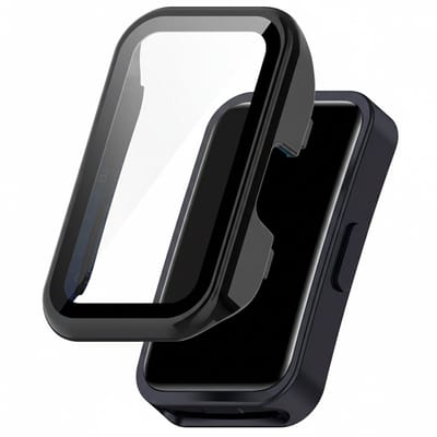 Screenprotector case - geschikt voor Huawei Band 10 / 9 / 8 - full cover hoesje - gehard glas - volledige bescherming - zwart
