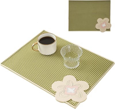 Siliconen koffieonderzetter - Afdruipmat voor kopjes en schotels - Antislip, hittebestendig en afdruipend - Geschikt voor aanrechtbladen, bars en restaurants - 41,3 x 31,1 cm - Groen