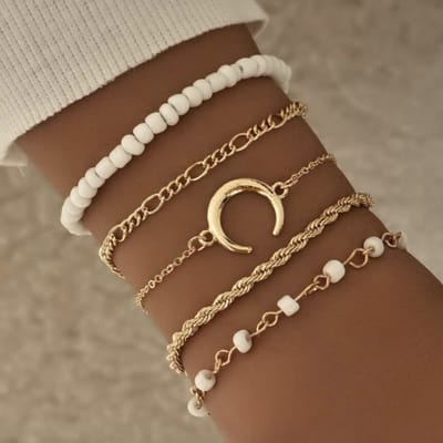 Sorprese armband - Summer - armband dames - goudkleurig - 5 delig - cadeau - Model B