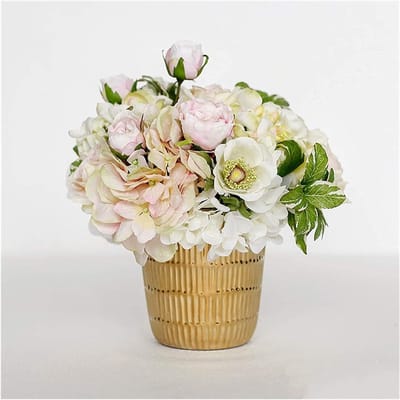Kunstbloemen Vaas - Zijde Bloemen - Decoratie Huis - Hoge Simulatie - 24 cm - Lichtroze