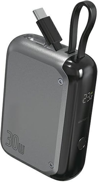 4smarts Pocket - Powerbank - 10000mAh - 30W - Space Grey - USB-C Kabel