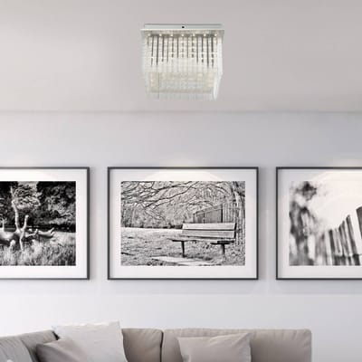 Globo LED plafondlamp Vince, chroom, glaskristallen