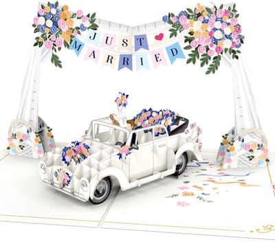 Dailygoods- Huwelijkskaart Pop-up - Elegante 3D-kaart - Trouwkaart Felicitatie - Huwelijkskaarten Gefeliciteerd - Cadeaubon met Geldportemonnee - Voor Bruid en Bruidegom