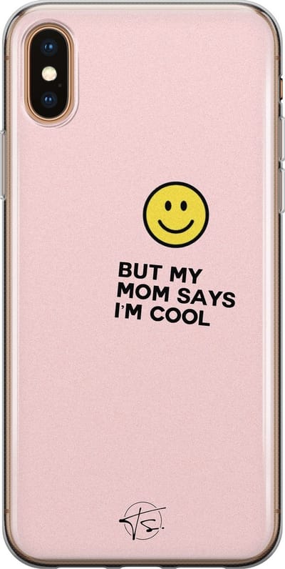 Hoesje geschikt voor iPhone Xs - I'm cool quote - Soft Case - TPU - Tekst - Roze - Mooie Telefoonhoesjes