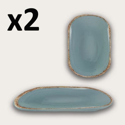 Arca TIERRA - Set van 2 Rechthoekige Melamine Schalen/Borden 30x20xH3cm – licht in gewicht – makkelijk stapelbaar – voor binnen en buiten