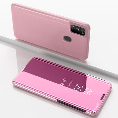 Coverup Hoesje - Geschikt voor Samsung Galaxy M21 Hoesje - Coverup Mirror View Case - Rose Gold