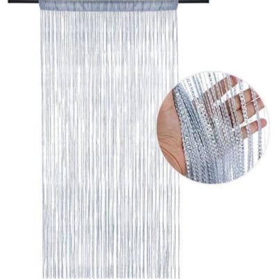 Deurgordijn - Vliegengordijn - Deurhor - Glitter Klamboe - Anti-vliegendeurgordijn - 100 x 200 cm - Met Zilverdraad - Polyester - Grijs - Siergordijn - Horgordijn