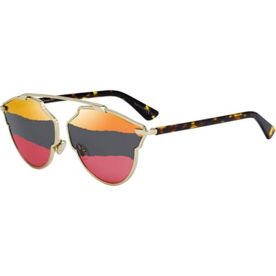 Dior Trendy Onregelmatig Vormige Zonnebril Dames zonnebril DIORSOREALA-J5G5A Basic Packaging-Eyeglass Case+Box,F,Multicolor