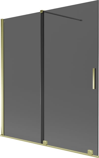 Mexen Velar badwand tweedelige schuifdeur 150 x 150 , grafiet, goud - 896-150-000-41-50