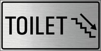 Toilet trap omlaag bord rechts, geborsteld aluminium 300 x 150 mm