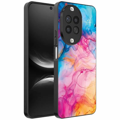 Geschikt voor Huawei Nova 14 Telefoonhoesje met Regenboog Acryl Marmer Opdruk - TPU Backcover Case Rainbow Acrylic Marble Design - Smartphonica geschikt voor Huawei Nova 14