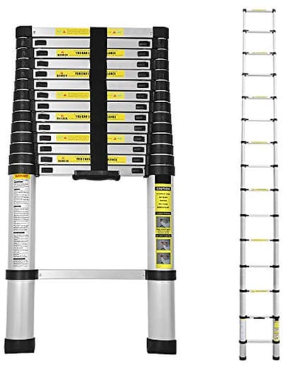 Telescopische ladder 4,4 m - Uitschuifbare aluminium ladder met antislip en 150 kg belastbaarheid