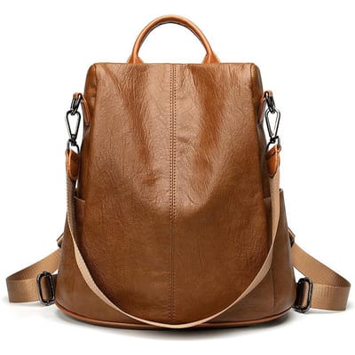 Rugzak voor dames, nieuwe casual en modieuze anti-diefstal rugzak van zacht leer, schooltas voor studenten. brown