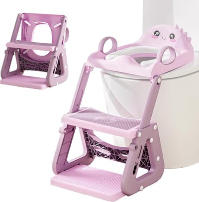 Kindertoilet met Opstapje en Ladder - Anti-slip Potje voor Kinderen - Inklapbaar Trainingszitje