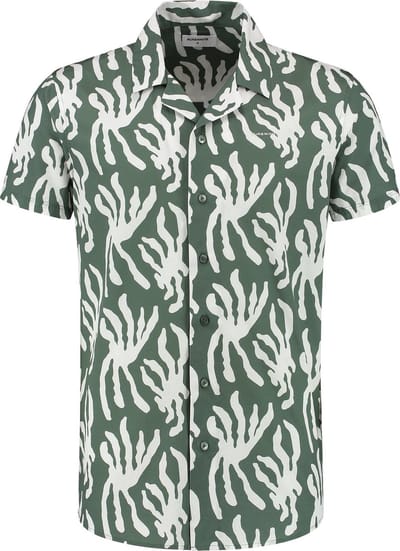 Purewhite - Heren Regular Fit Overhemd - Groen - Maat S