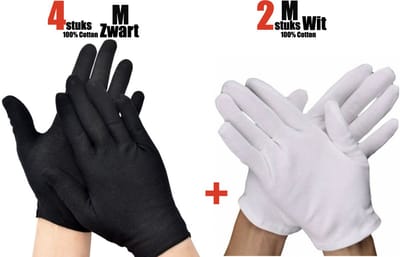 6 Stuks/3 Paar Katoenen Handschoen M - Katoenen Handschoen Zwart – Munt Handschoen - Gezondheidszorg - Ziekenhuis - Beauty Center – Kapper - Jewelry - eczeem - allergie - juweliers – Handschoenen 100% Katoen maat M