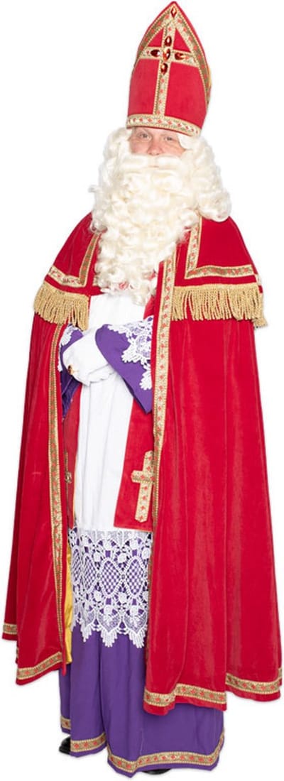 Sinterklaas verkleed kostuum - polyester - fluweel - met koker mijter - volwassenen - verkleedkleding