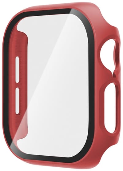 Screenprotector case - geschikt voor Apple Watch 10 / 11 42mm - full cover - hoesje - gehard glas - 42 mm - volledige bescherming - rood