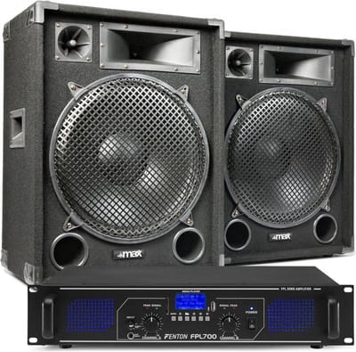 DJ geluidsinstallatie met Bluetooth - MAX15 DJ luidsprekers + Bluetooth versterker combinatie - 2000W