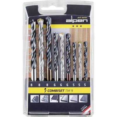 Alpen TM 9 0000802102100 Boor- en bitassortiment 9-delig Metaal, Steen, Beton, Hout, Metselwerk 5 mm, 6 mm, 8 mm