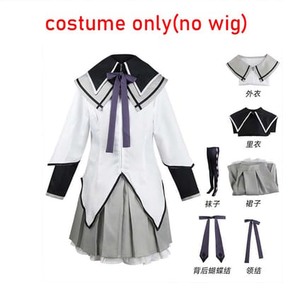 Anime Akemi Homura Cosplay Kostuum Vechtuniform Kousen Akemi Homura Outfits XS（old） black