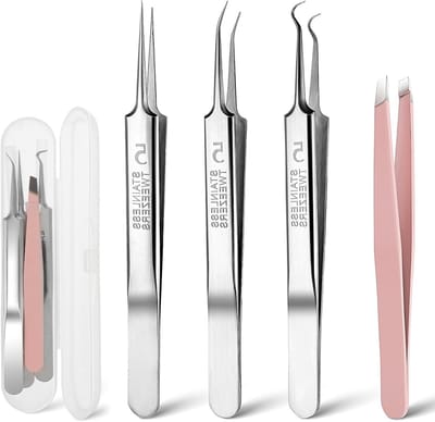 Set van 3 Precisie Pincetten voor het Verwijderen van Mee-eters en Ingegroeide Haren, Ideaal voor Acne, Witte Hoofden en Wimperextensions