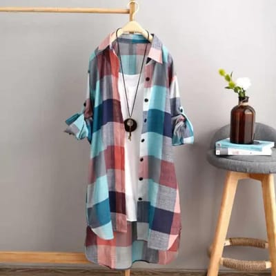Dames Geruit Katoenen Shirt Chic Dames Blouse Elegant en Jeugdig Dames Blouses Nieuw Buitenkleding Koreaanse Stijl XL veelkleurig