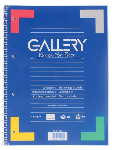 Gallery spiraalblok ft A4, gelijnd, 80 vel, 4-gaats 10 stuks